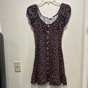 Derek Heart black Dress with Floral Accents